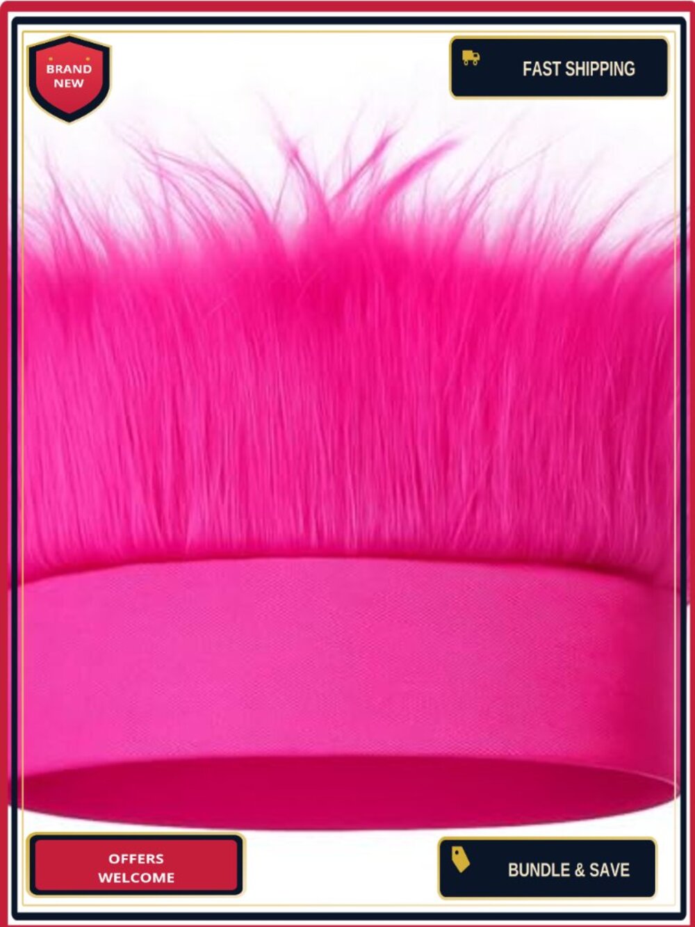 Hairy Headband Wig Foam Elastic Fabric Troll Hair Costume Accessory
